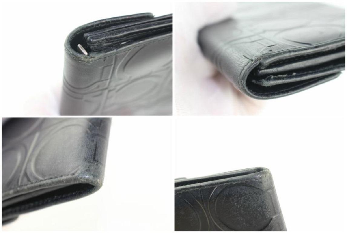 Salvatore Ferragamo Black Long Gancini Logo Embossed Long Flap 21mz1220 Wallet For Sale 3