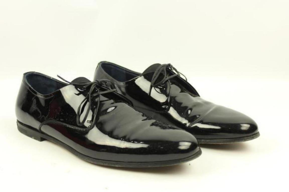 Salvatore Ferragamo Black Men's Patent Leather Rogan Oxfords Sfjy2 Formal Shoes For Sale 7