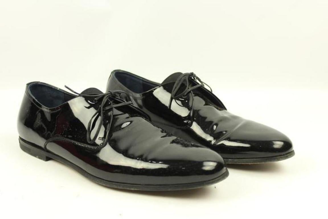 Salvatore Ferragamo Black Men's Patent Leather Rogan Oxfords Sfjy2 Formal Shoes For Sale 3