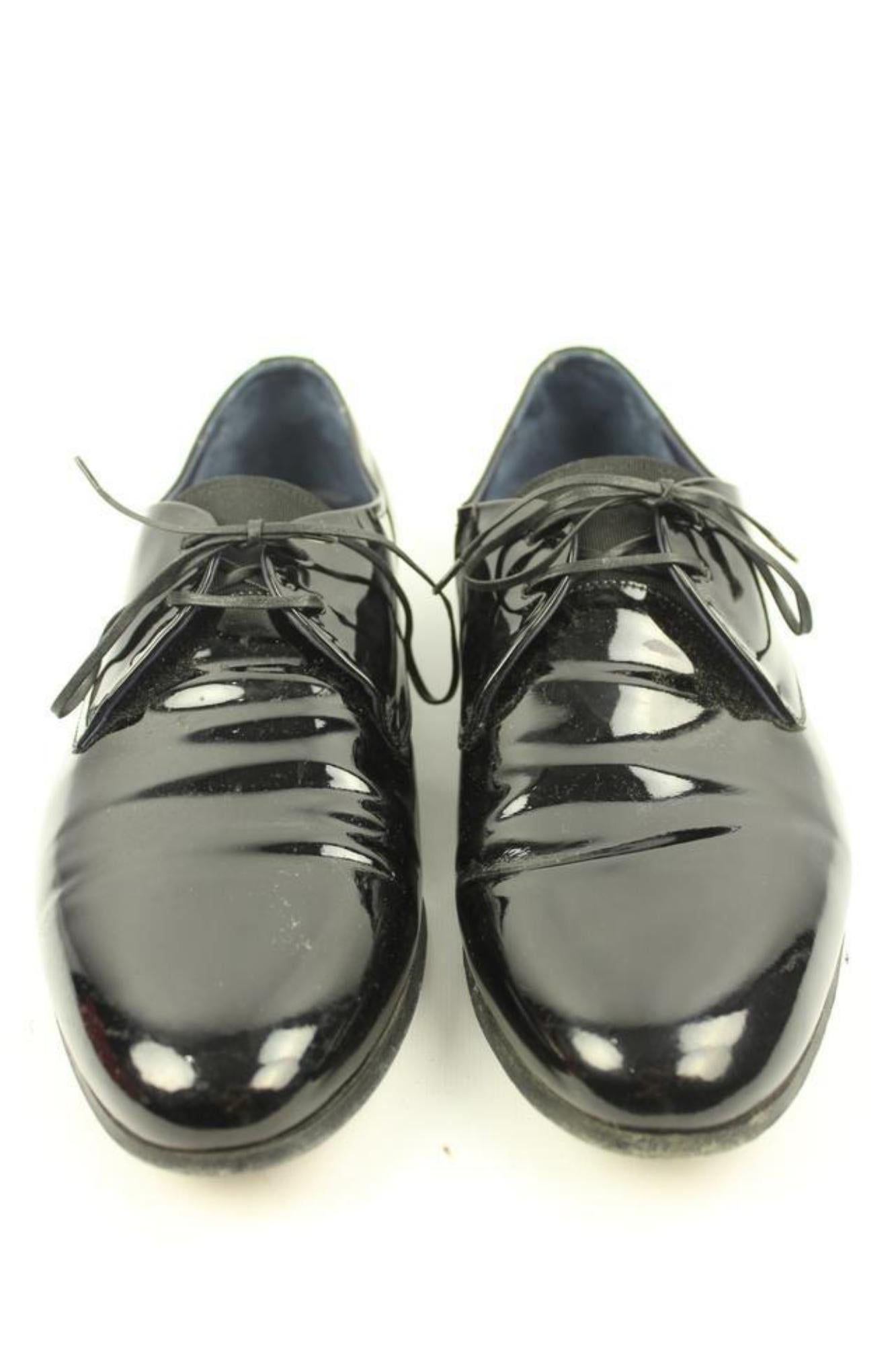 Salvatore Ferragamo Black Men's Patent Leather Rogan Oxfords Sfjy2 Formal Shoes For Sale 5