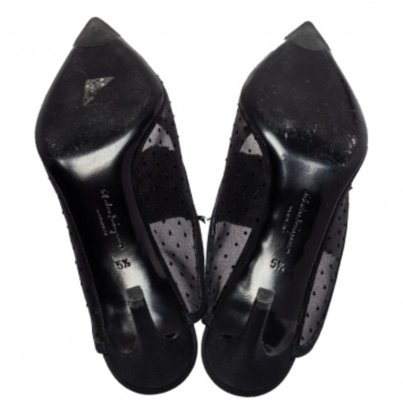 Salvatore Ferragamo Black Mesh And Canvas Zelda Mule Sandals Size 36 For Sale 3