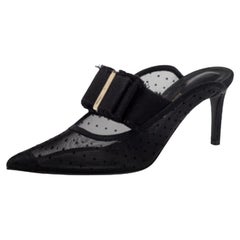 Salvatore Ferragamo Black Mesh And Canvas Zelda Mule Sandals Size 36