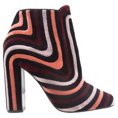 Salvatore Ferragamo - Stivaletti a righe in velluto nero e multicolore