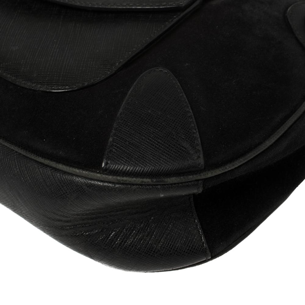 Salvatore Ferragamo Black Nubuck and Leather Front Pocket Hobo 5
