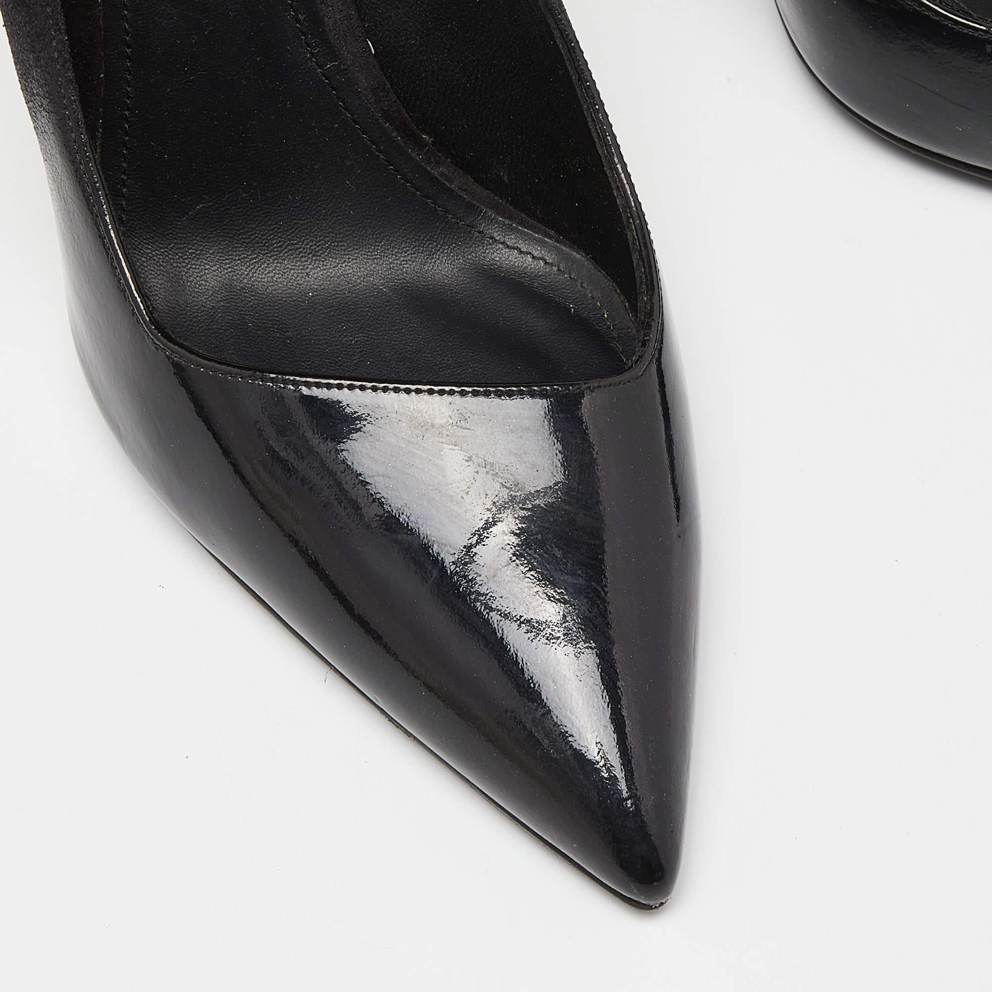 Salvatore Ferragamo Black Nubuck Leather Pointed Toe Pumps Size 39.5 For Sale 3