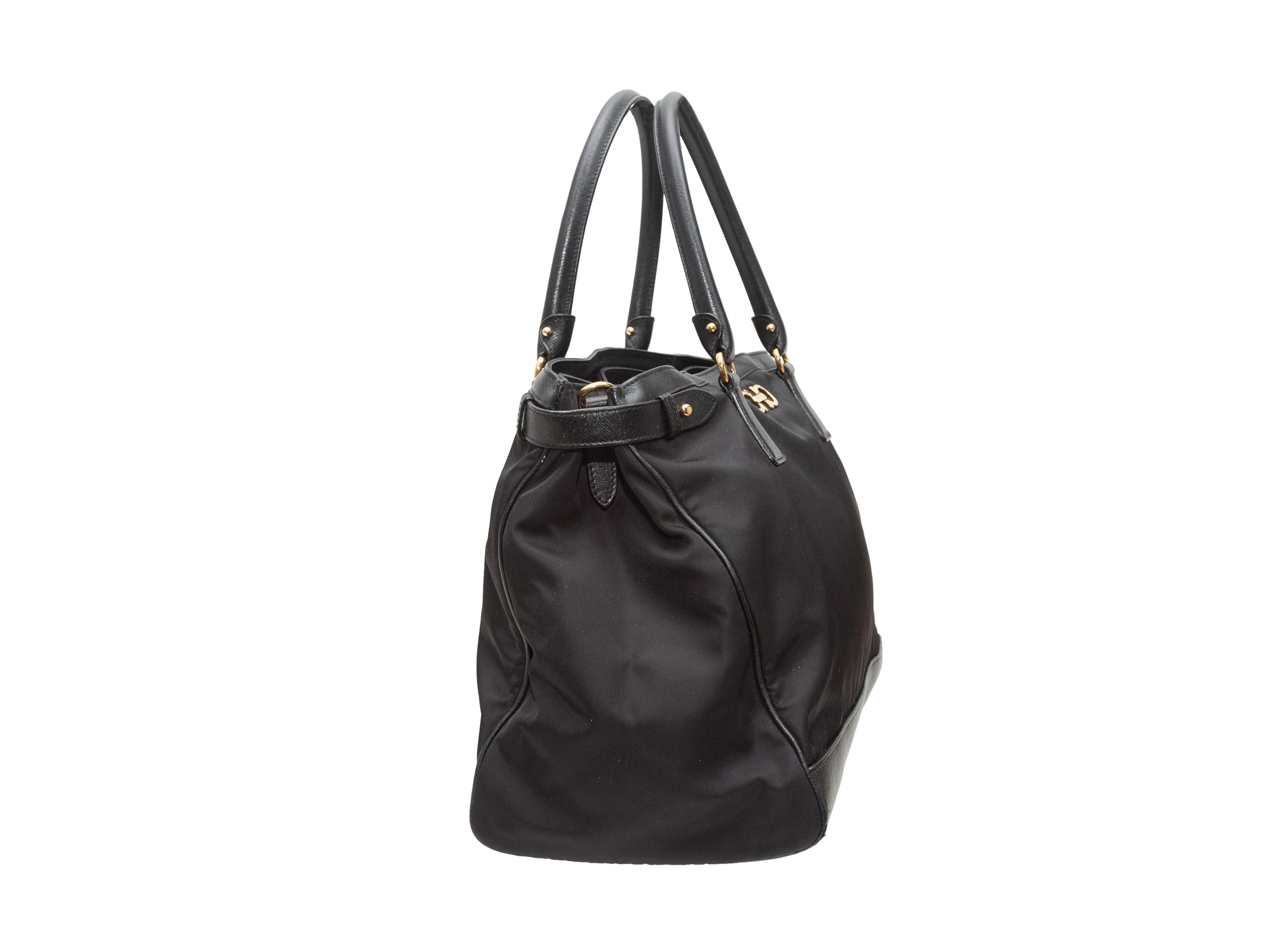 Salvatore Ferragamo Black Nylon & Leather Handbag 1