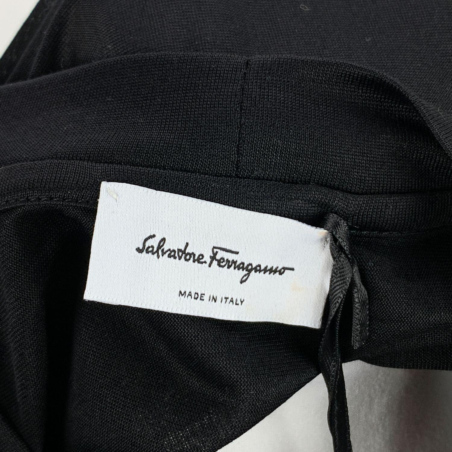 Women's Salvatore Ferragamo Black Patchwork Silk Panelled Blouse Size M