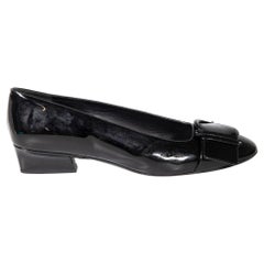 Salvatore Ferragamo Black Patent Bow Pumps Size IT 36.5