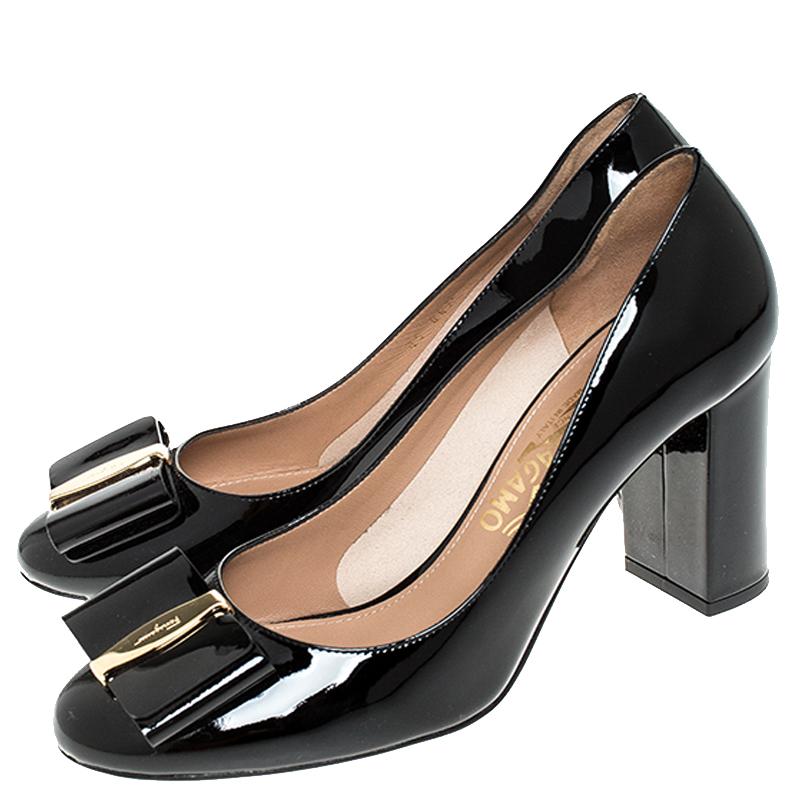 Salvatore ferragamo block heel pumps top