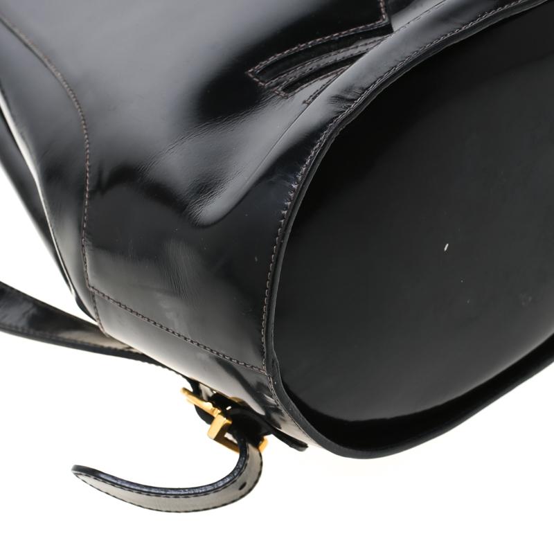 Salvatore Ferragamo Black Patent Leather Backpack 5