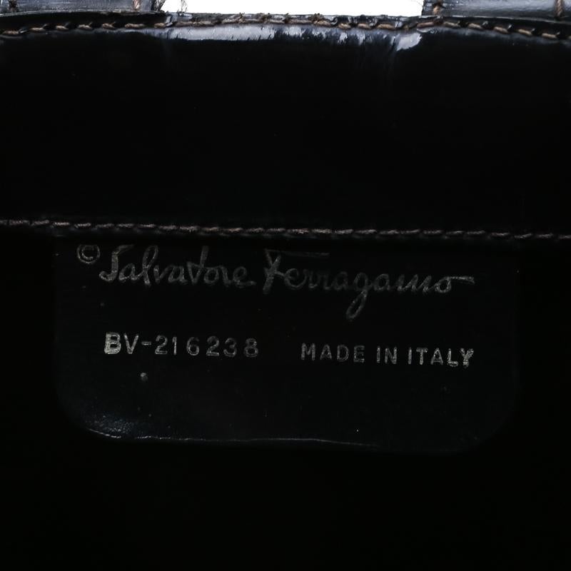 Salvatore Ferragamo Black Patent Leather Backpack 1