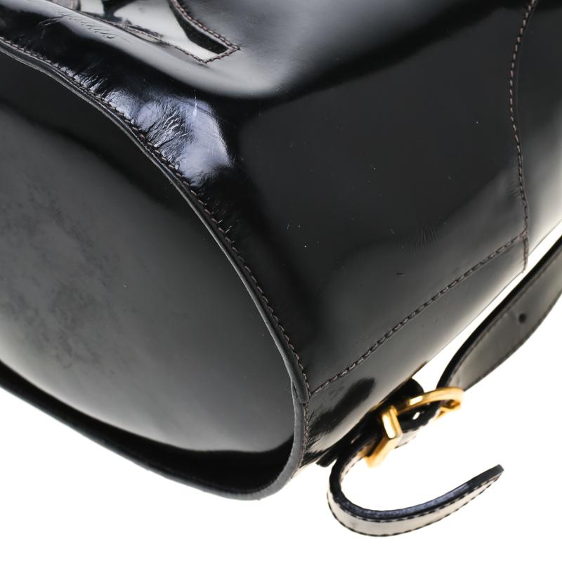 Salvatore Ferragamo Black Patent Leather Backpack 4