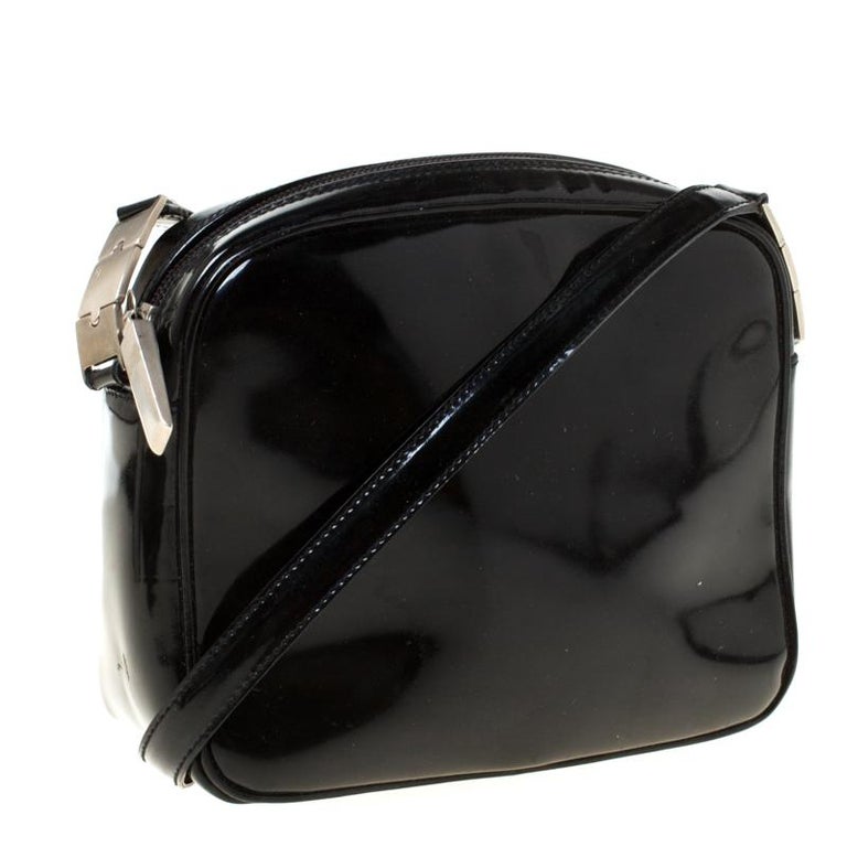Salvatore Ferragamo Black Patent Leather Crossbody Bag For Sale at 1stdibs