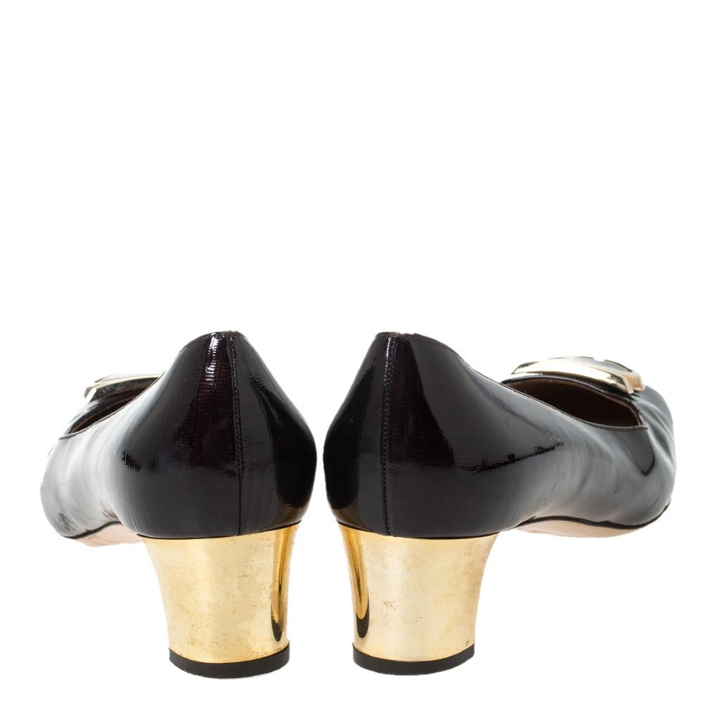 Salvatore Ferragamo Black Patent Leather Fele Gancio Pumps Size 40 1