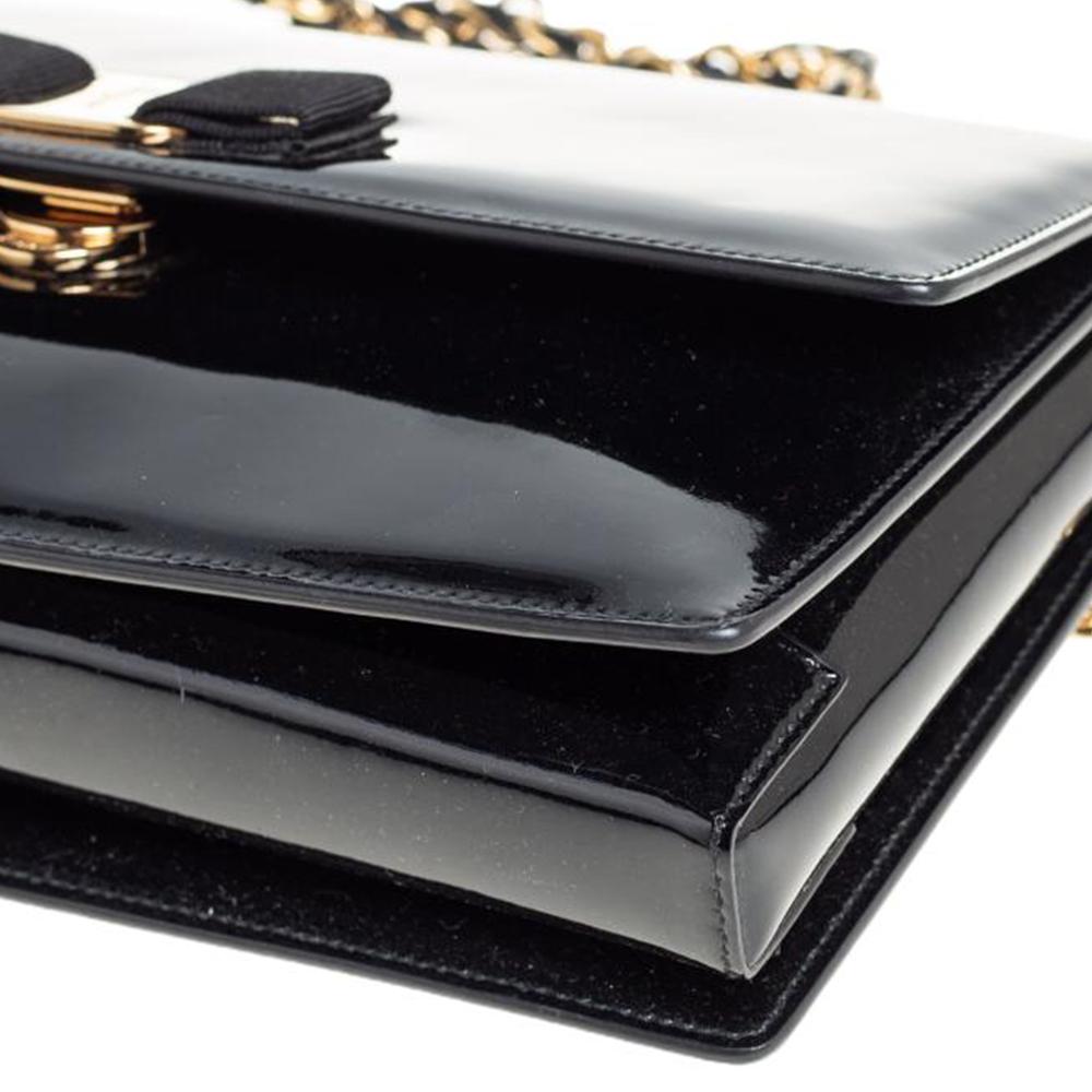 Salvatore Ferragamo Black Patent Leather Ginny Shoulder Bag 5