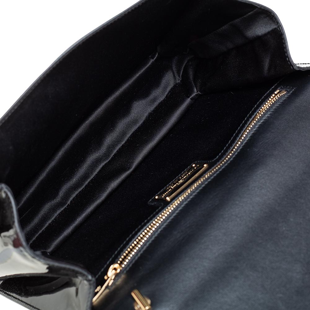 Salvatore Ferragamo Black Patent Leather Ginny Shoulder Bag 1