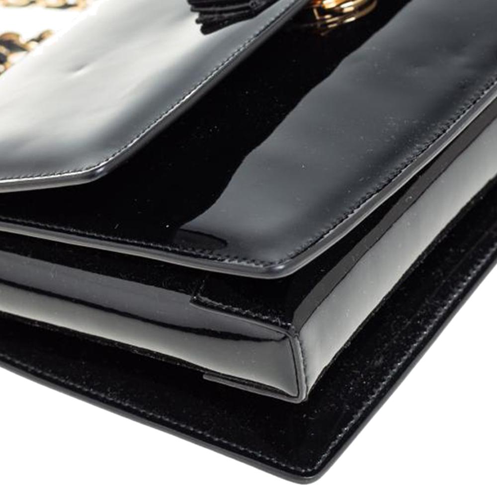 Salvatore Ferragamo Black Patent Leather Ginny Shoulder Bag 3