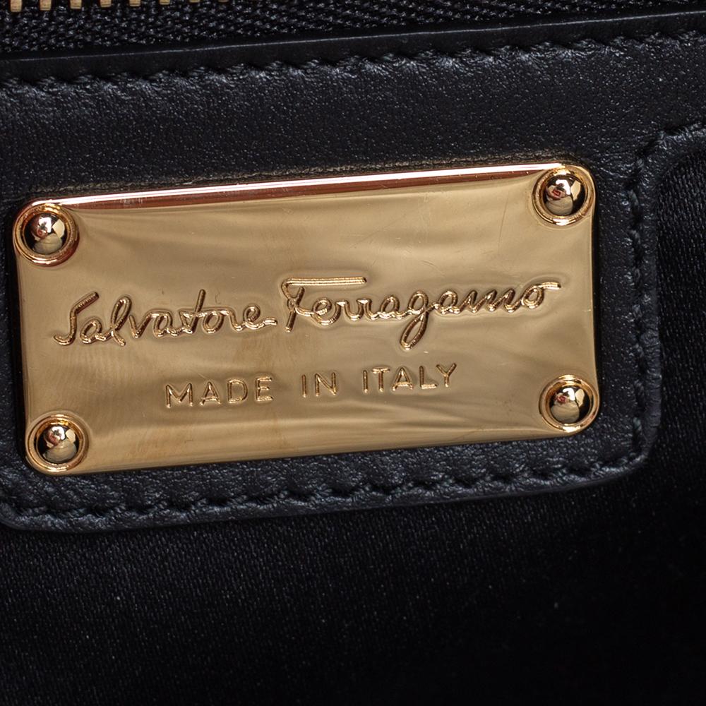 Salvatore Ferragamo Black Patent Leather Ginny Shoulder Bag 4