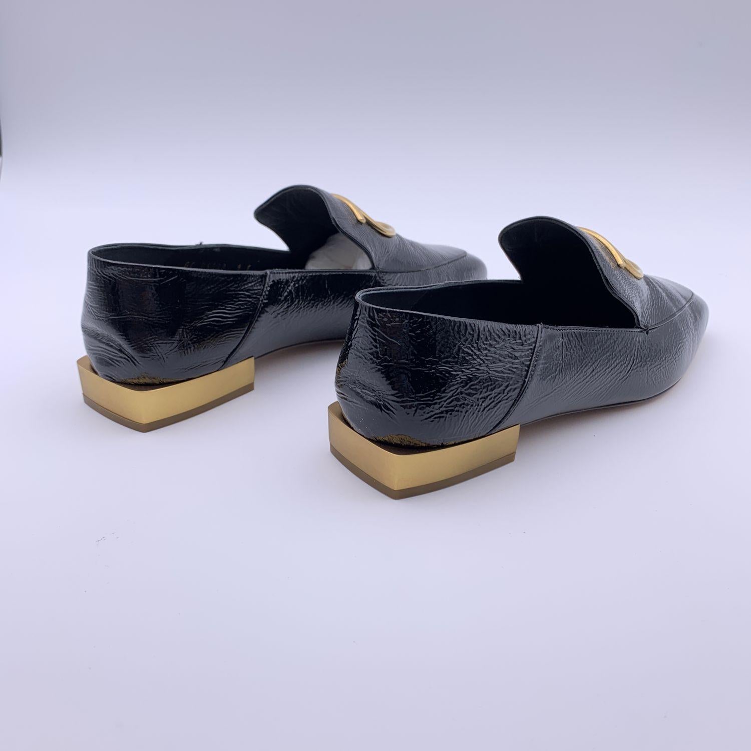 Women's Salvatore Ferragamo Black Patent Leather Lana Loafers Size 7C 37.5 C
