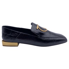 Salvatore Ferragamo Black Patent Leather Lana Loafers Size 9C 39.5C