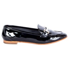 SALVATORE FERRAGAMO black patent leather Loafers Flats Shoes 37.5
