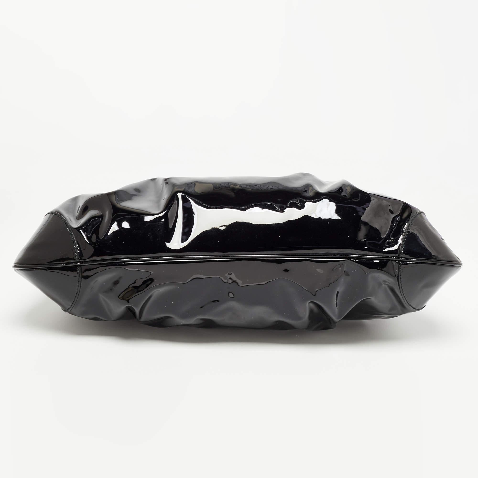 Salvatore Ferragamo Black Patent Leather Marisa Shoulder Bag 1