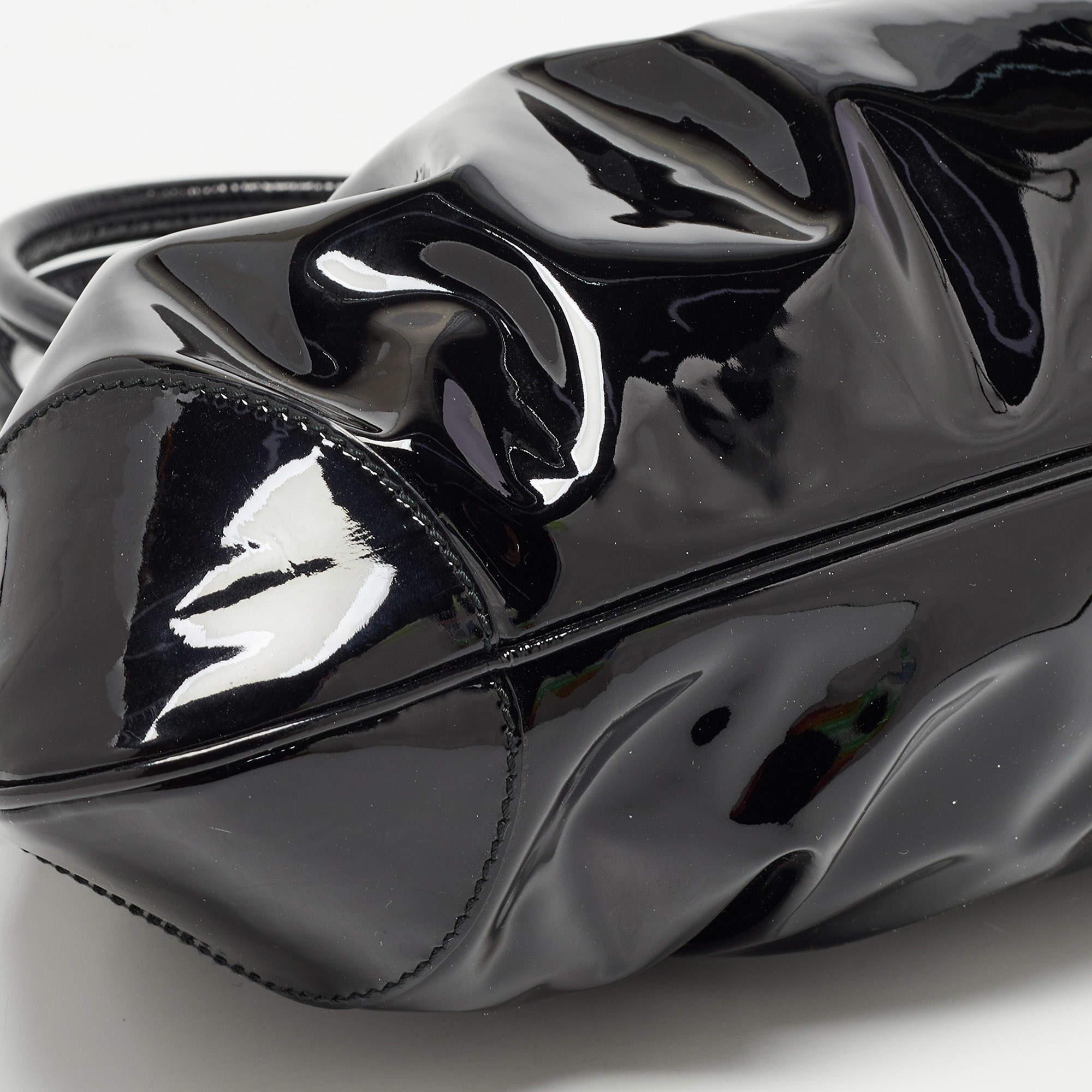 Salvatore Ferragamo Black Patent Leather Marisa Shoulder Bag 2