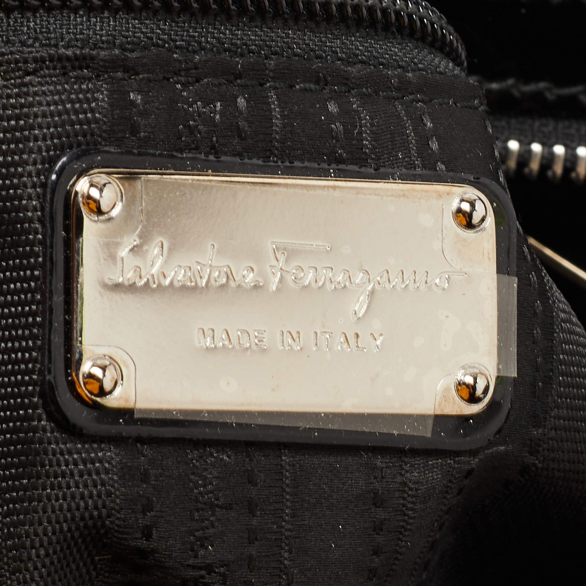Salvatore Ferragamo Black Patent Leather Marisa Shoulder Bag 4
