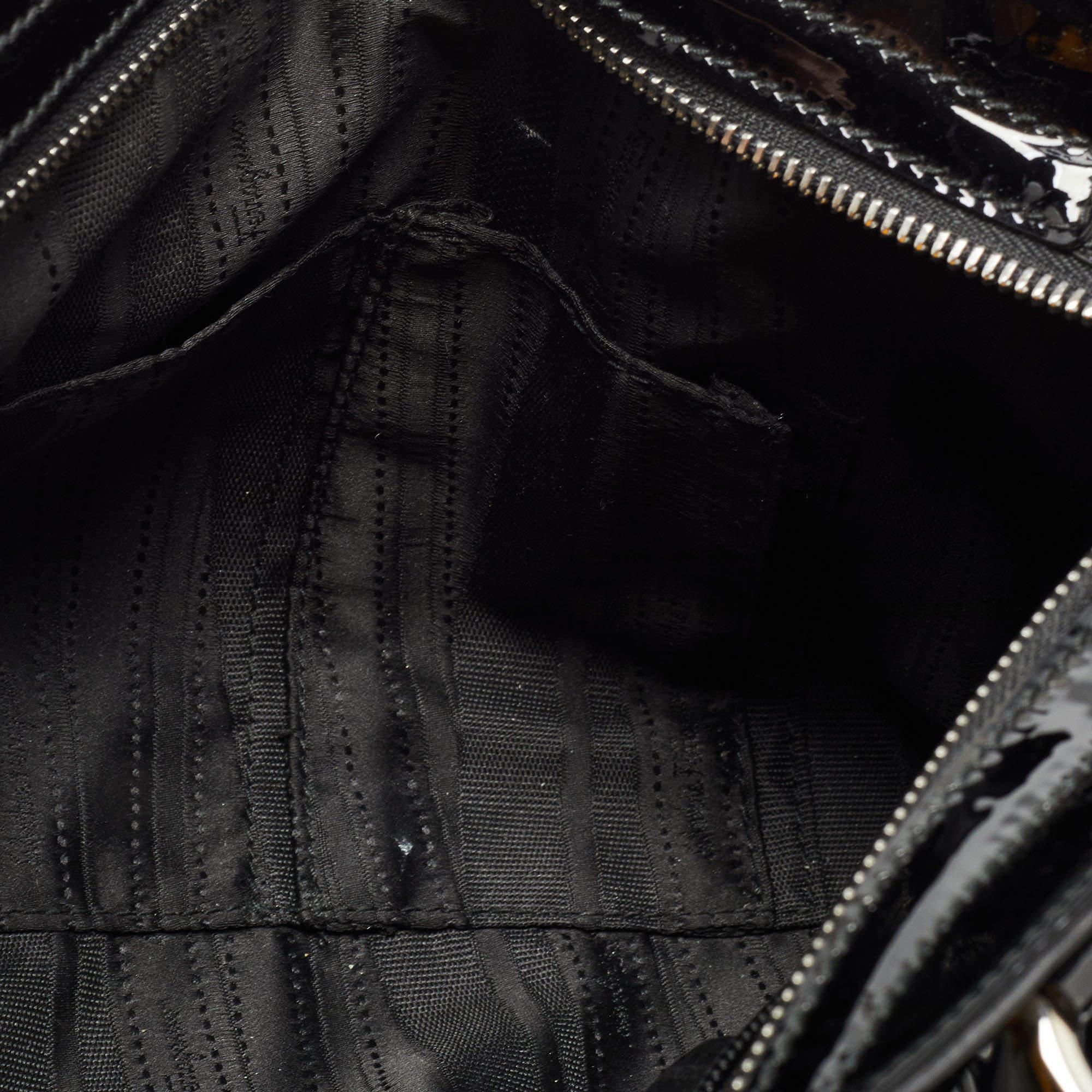 Salvatore Ferragamo Black Patent Leather Marisa Shoulder Bag 5