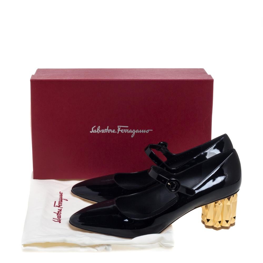 Salvatore Ferragamo Black Patent Leather Mary Jane Pumps Size 40.5 1