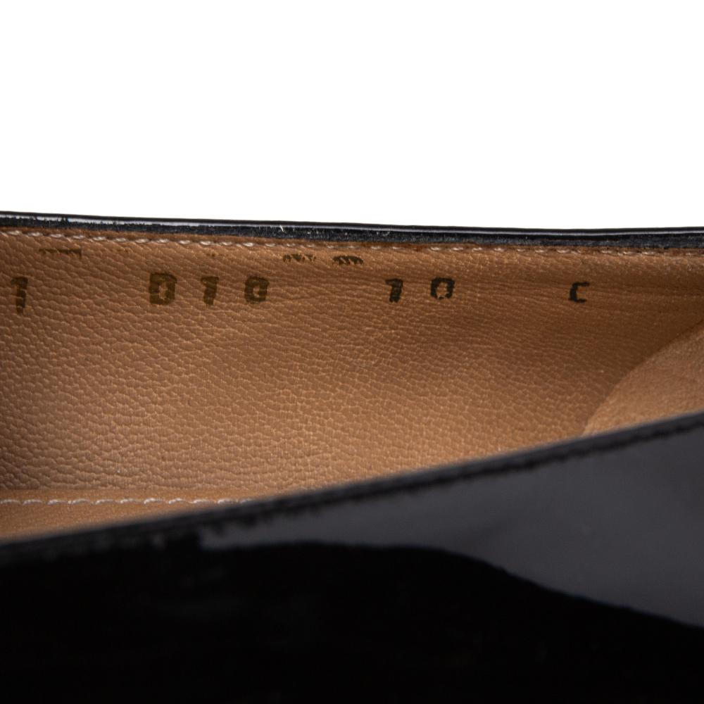 Salvatore Ferragamo Black Patent Leather Rebi Gancio Ballet Flats Size 40.5 3