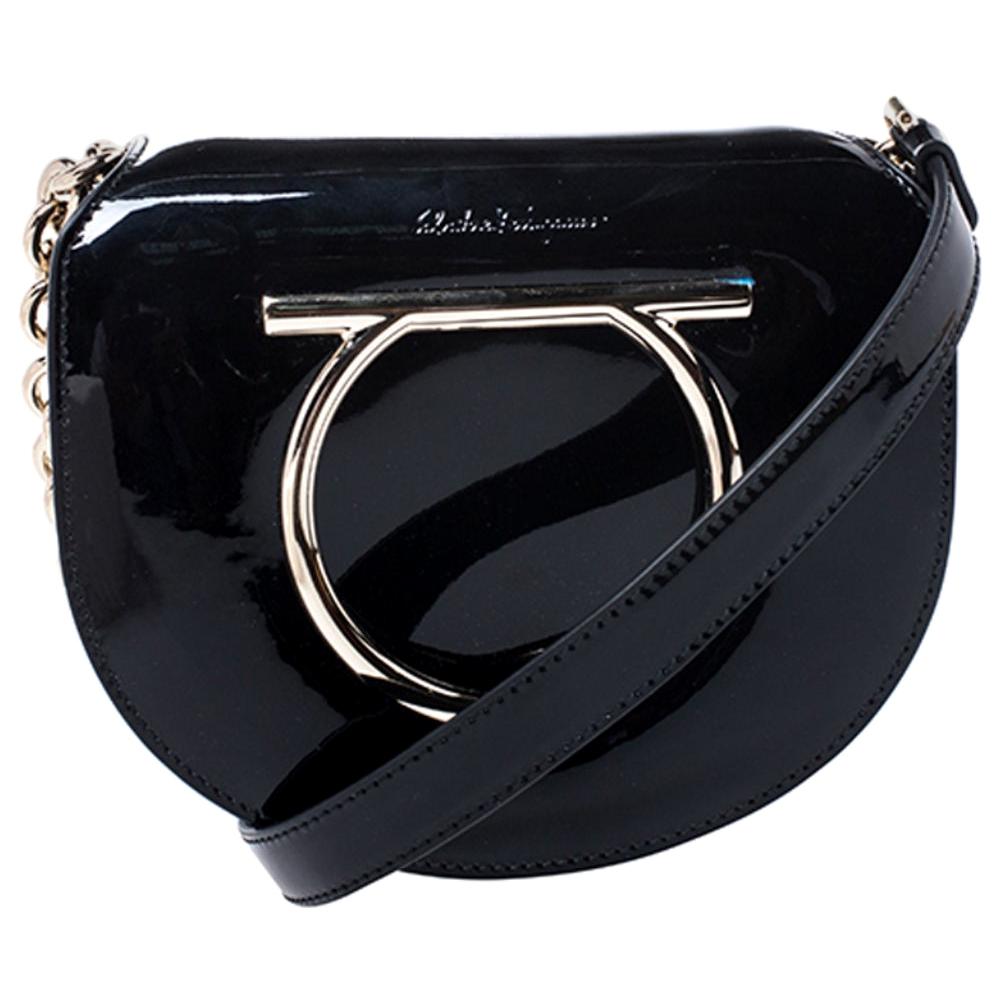 black patent leather crossbody bag