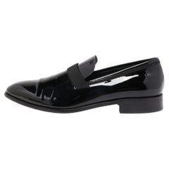 Salvatore Ferragamo Black Patent Leather Slip On Loafers Size 42.5