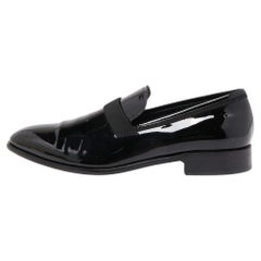 Salvatore Ferragamo Schwarzer Lackleder Slip On Loafers Größe 42,5