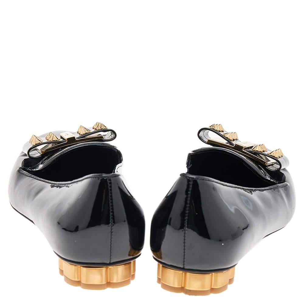 Salvatore Ferragamo Black Patent Leather Smoking Slippers Size 36.5 For Sale 1