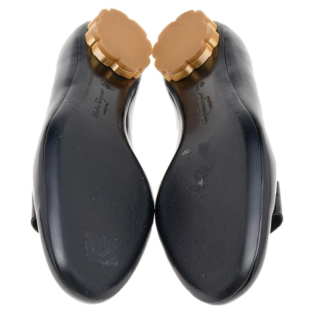 Salvatore Ferragamo Black Patent Leather Smoking Slippers Size 36.5 For Sale 3