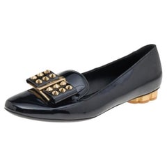 Salvatore Ferragamo Chaussons de smoking en cuir verni noir Taille 36.5
