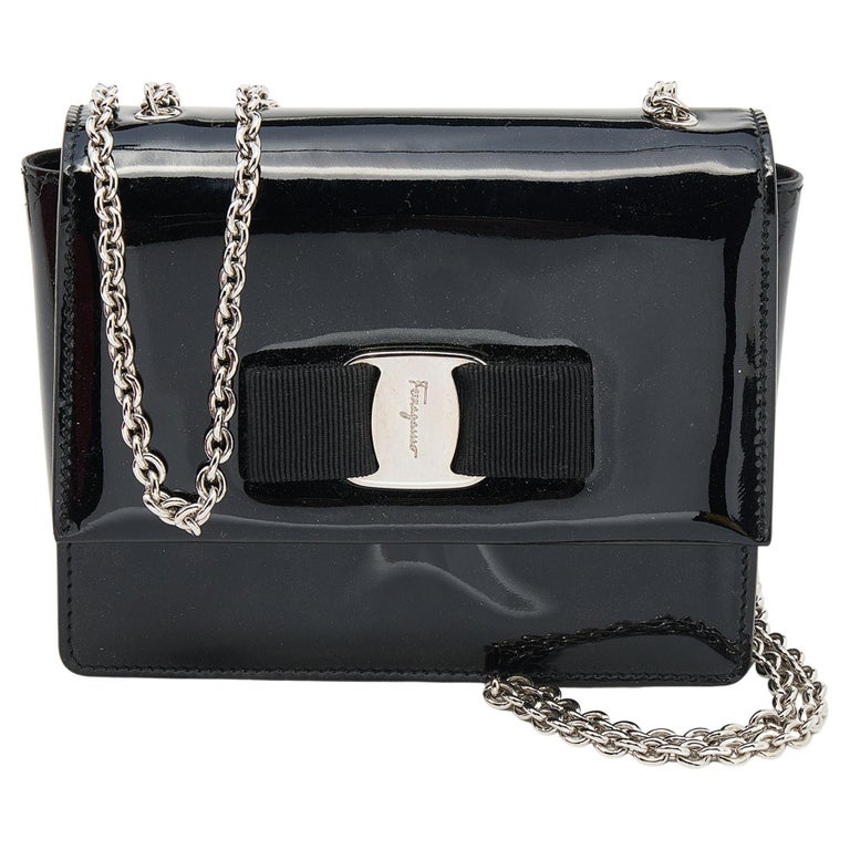 Salvatore Ferragamo Burgundy Croc Embossed Patent East-West Shoulder Bag main image 0