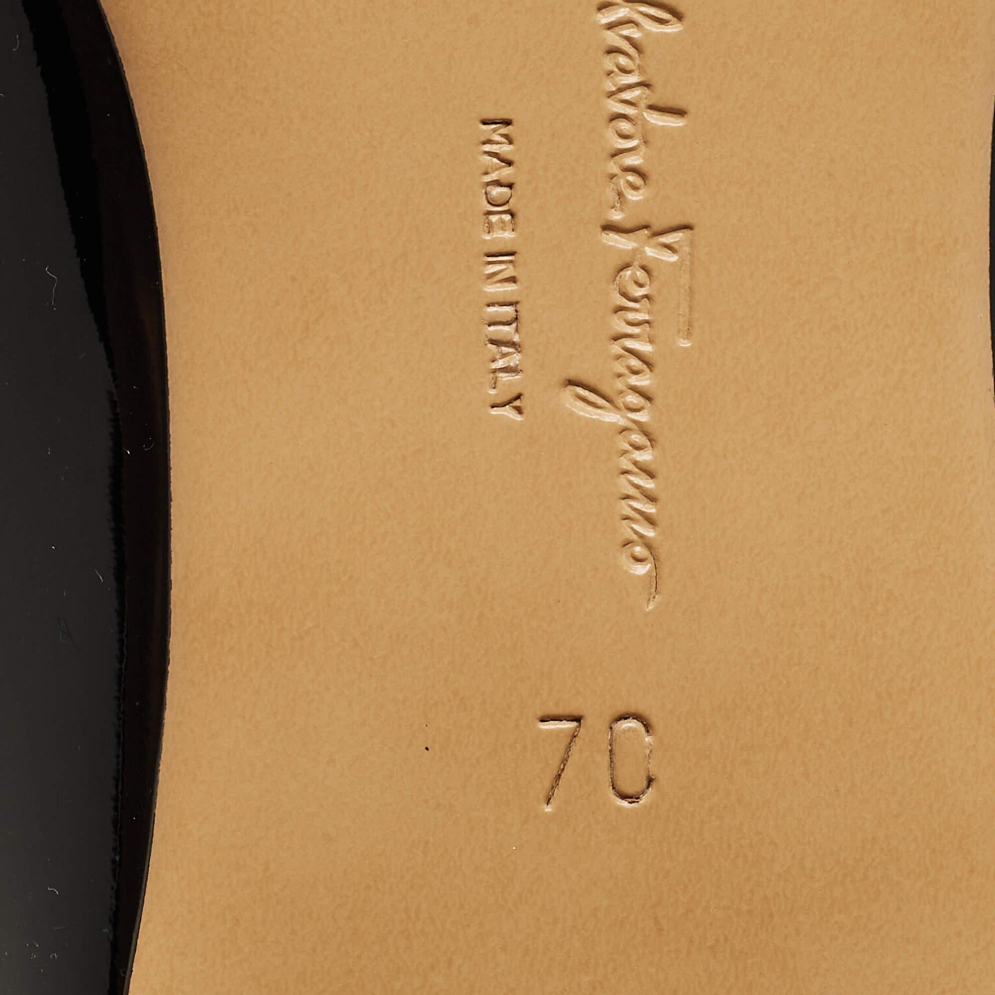 Salvatore Ferragamo Black Patent Leather Varina Ballet Flats Size 37.5 1