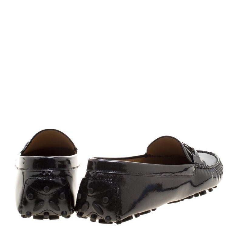 Salvatore Ferragamo Black Patent Pebbled Leather Saba Loafers Size 41.5 ...