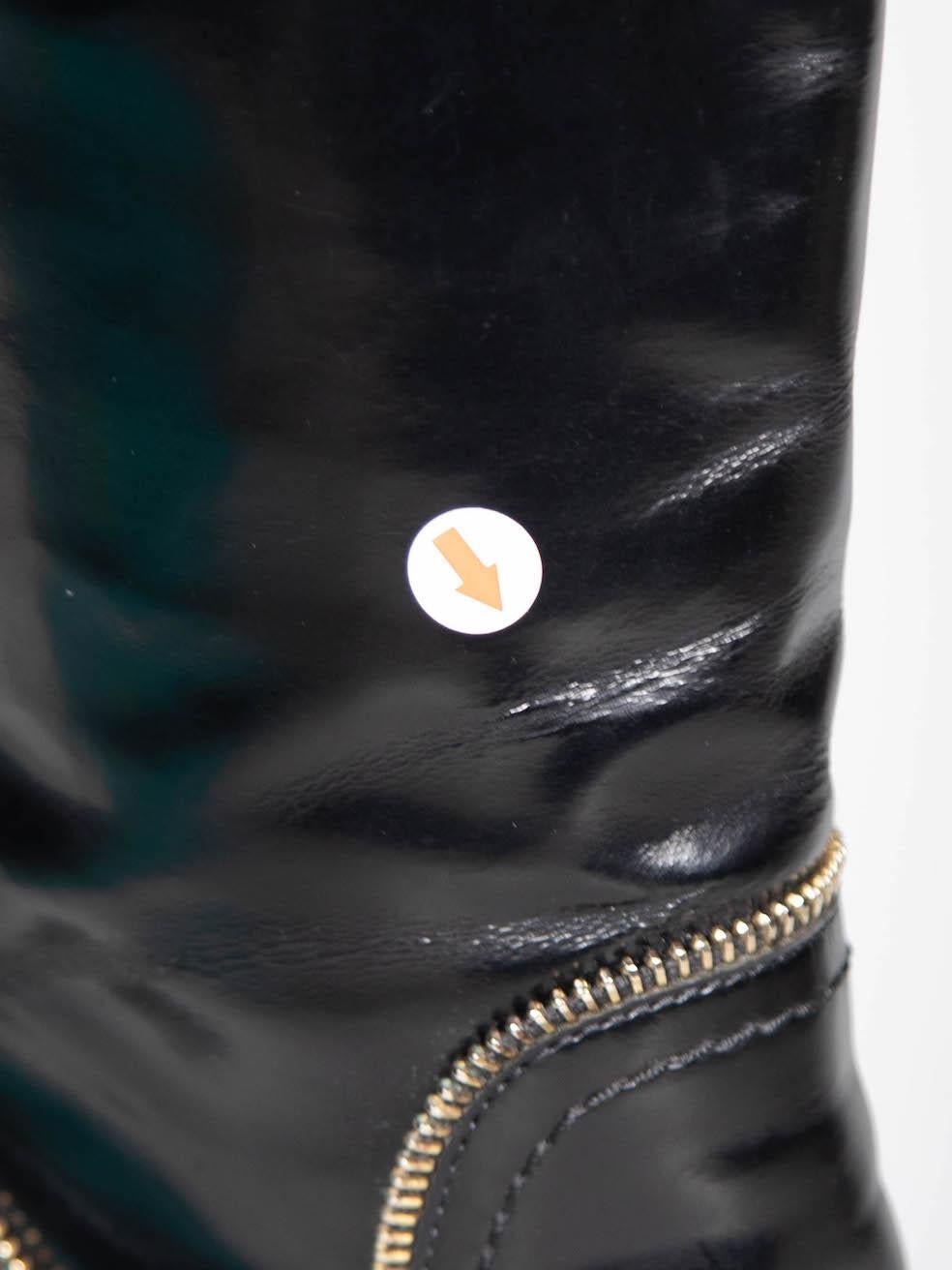 Salvatore Ferragamo Black Patent Zip Detail Boots Size US 5.5 For Sale 2