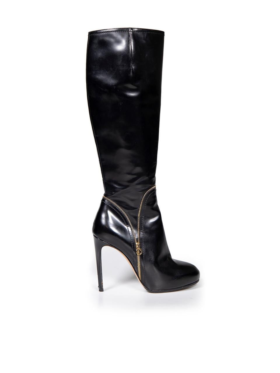 Salvatore Ferragamo Black Patent Zip Detail Boots Size US 5.5 For Sale