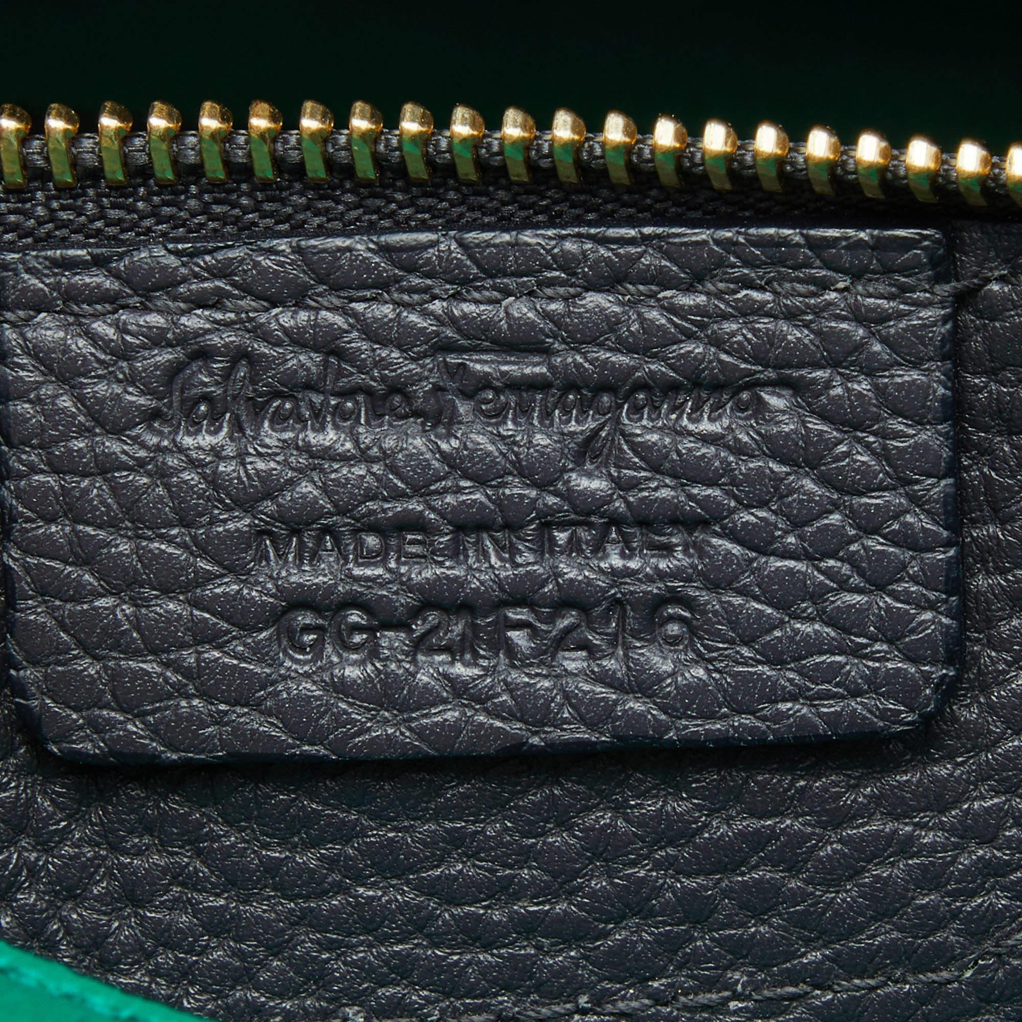 Salvatore Ferragamo Black Pebbled Leather Medium Amy Tote 10