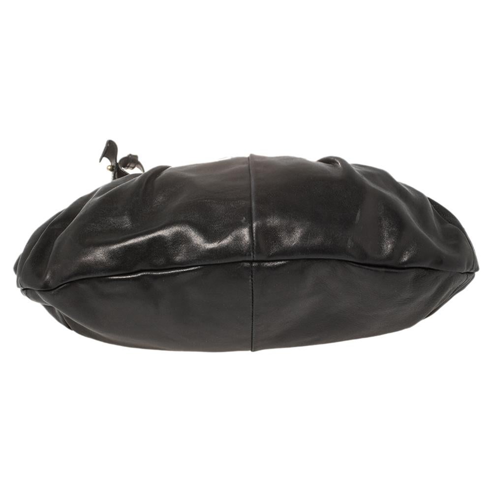 Salvatore Ferragamo Black Pleated Leather Hobo 1