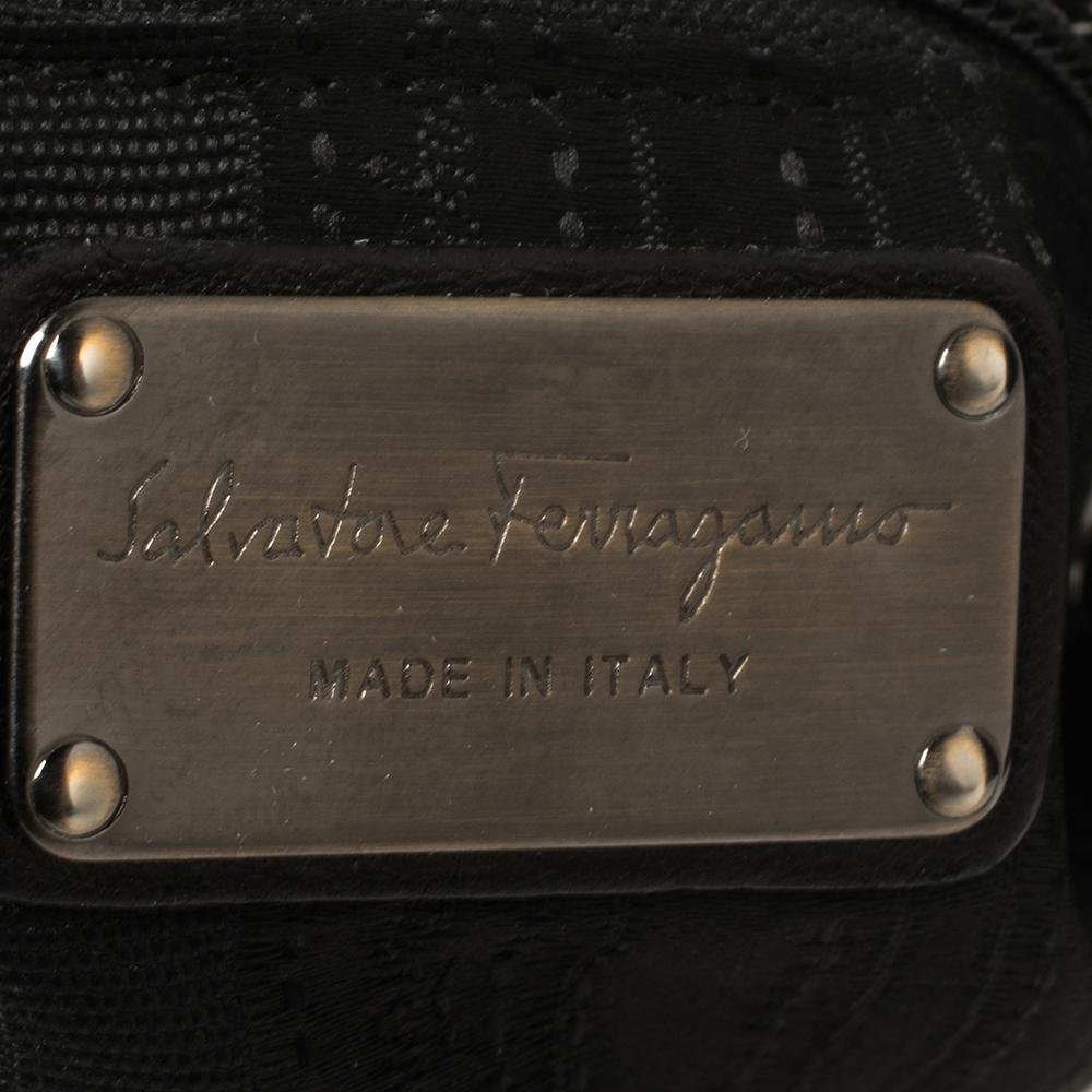 Salvatore Ferragamo Black Pleated Leather Hobo 3