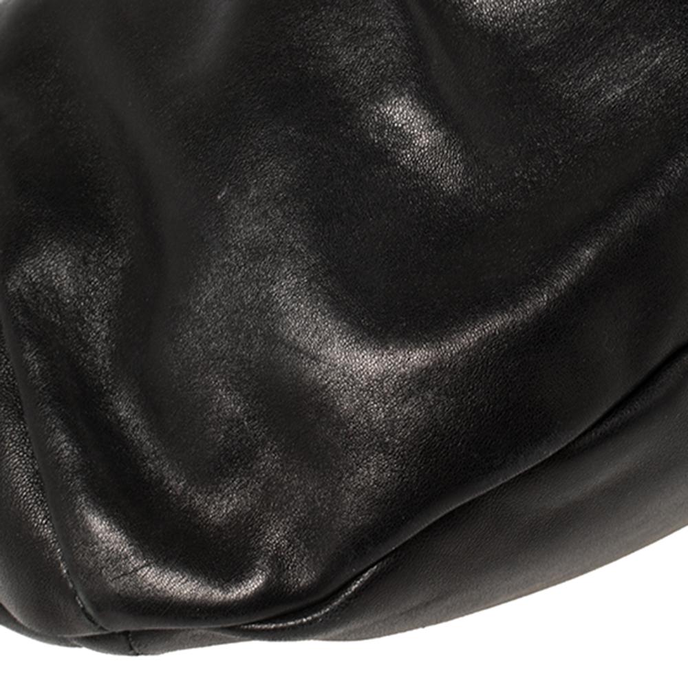 Salvatore Ferragamo Black Pleated Leather Hobo 4