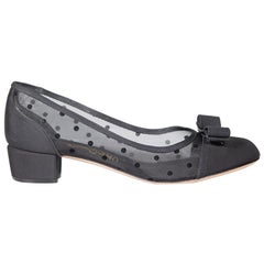 Salvatore Ferragamo Black Polka Dot Low Heel Pumps Size US 8