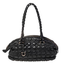 Salvatore Ferragamo Black Quilted Gancini Leather Shoulder Bag