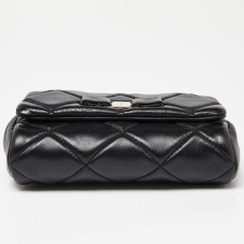 Women's Salvatore Ferragamo Black Quilted Leather Miss Vara Shoulder Bag