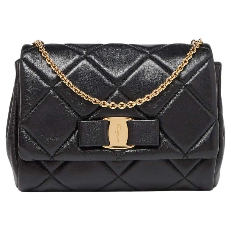 Salvatore Ferragamo Black Quilted Leather Miss Vara Shoulder Bag